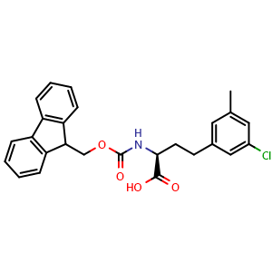 Chemical structure of Fmoc-3-chloro-5-methyl-L-homophenylalanine , CAS 2350120-15-7, AChemBlock V151541