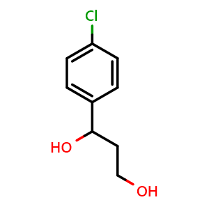 Chemical structure of 1-(4-Chlorophenyl)-1,3-propanediol , CAS 159266-09-8, AChemBlock V151552