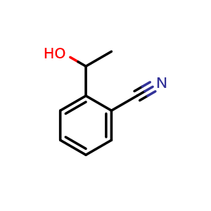 Chemical structure of 2-(1-Hydroxyethyl)benzonitrile , CAS 182964-49-4, AChemBlock V151579