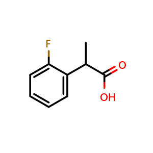 Chemical structure of 2-Fluoro-a-methyl-benzeneacetic acid , CAS 73041-90-4, AChemBlock V151581
