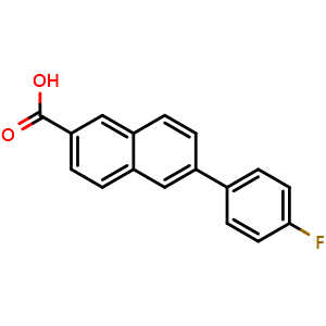 Chemical structure of 6-(4-Fluorophenyl)-2-naphthalenecarboxylic acid , CAS 1113003-22-7, AChemBlock V151588