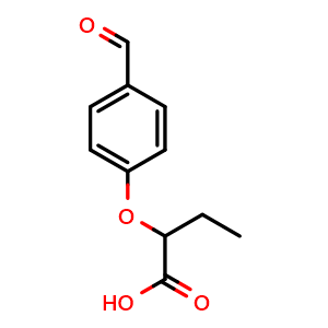 Chemical structure of 2-(4-Formylphenoxy)-butanoic acid , CAS 480994-55-6, AChemBlock V151617