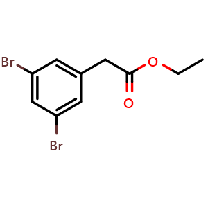 Chemical structure of 3,5-Dibromobenzeneacetic acid ethyl ester , CAS 782477-52-5, AChemBlock V151624