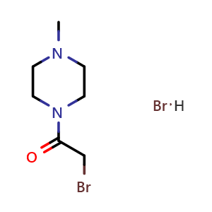 Chemical structure of 2-Bromo-1-(4-methyl-1-piperazinyl)ethanone HBr , CAS 1423029-56-4, AChemBlock V151629