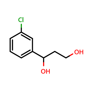 Chemical structure of 1-(3-Chlorophenyl)-1,3-propanediol , CAS 51699-45-7, AChemBlock V151632