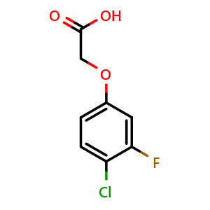 Chemical structure of 2-(4-Chloro-3-fluorophenoxy)acetic acid , CAS 331-41-9, AChemBlock V151640