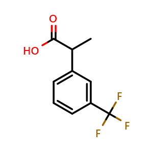 Chemical structure of 2-(3-Trifluoromethylphenyl)propanoic acid , CAS 68718-08-1, AChemBlock V151641