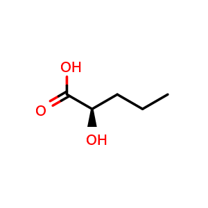 Chemical structure of (R)-2-Hydroxypentanoic acid , CAS 24809-83-4, AChemBlock V151642