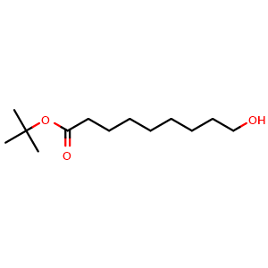 Chemical structure of 9-Hydroxy-nonanoic acid tert-butyl ester , CAS 171926-99-1, AChemBlock V151662