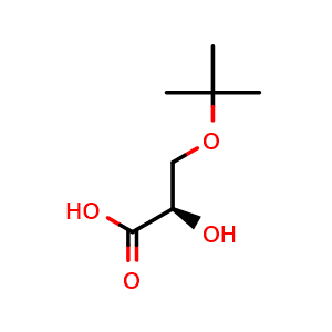 Chemical structure of (R)-3-(tert-butoxy)-2-hydroxypropanoic acid , CAS 1258418-91-5, AChemBlock V151667