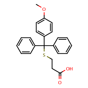 Chemical structure of 3-(4-Methoxytritylthio)propionic acid , CAS 383401-15-8, AChemBlock V151669
