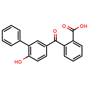 Chemical structure of 2-[(6-Hydroxy-biphenyl-3-yl)carbonyl]-benzoic acid , CAS 84627-04-3, AChemBlock V151670