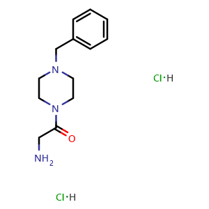 Chemical structure of 1-Benzyl-4-(2-aminoacetyl)-piperazine dihydrochloride , CAS 1176419-74-1, AChemBlock V151711