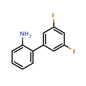 Chemical structure of 3',5'-Difluoro-biphenyl-2-amine , CAS 873056-60-1, AChemBlock V151719