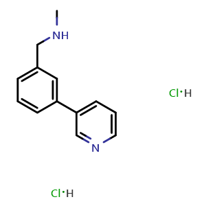 Chemical structure of N-Methyl-3-(3-pyridinyl)benzylamine dihydrochloride , CAS 852180-72-4, AChemBlock V151733