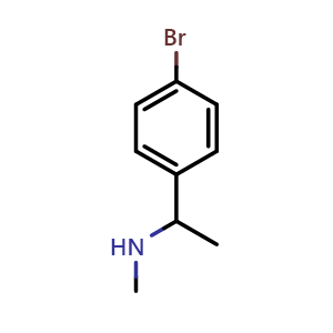 Chemical structure of N-Methyl-1-(4-bromophenyl)ethanamine , CAS 87310-44-9, AChemBlock V151750