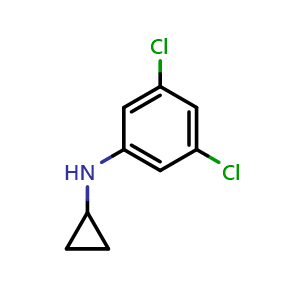 Chemical structure of 3,5-Dichloro-N-cyclopropylaniline , CAS 1369359-26-1, AChemBlock V151752