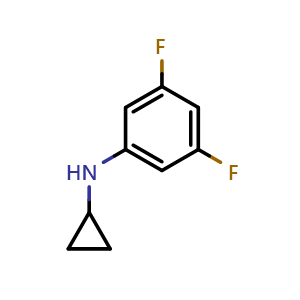 Chemical structure of 3,5-Difluoro-N-cyclopropylaniline , CAS 1506097-42-2, AChemBlock V151753