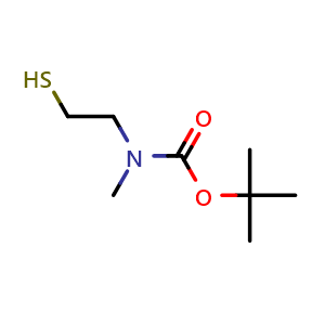 Chemical structure of N-Boc-N-methyl-2-mercaptoethanamine , CAS 134464-53-2, AChemBlock V151771