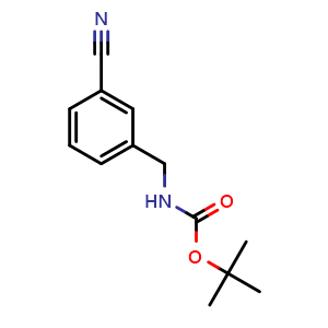 Chemical structure of N-Boc-3-cyanobenzylamine , CAS 916213-93-9, AChemBlock V151775