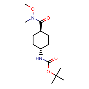 Chemical structure of trans-4-(Boc-amino)cyclohexylcarboxylic acid N-methoxy-N-methylamide , CAS 400898-92-2, AChemBlock V151795