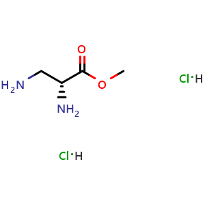 Chemical structure of (R)-Methyl 2,3-diaminopropanoate dihydrochloride , CAS 686259-72-3, AChemBlock V151809