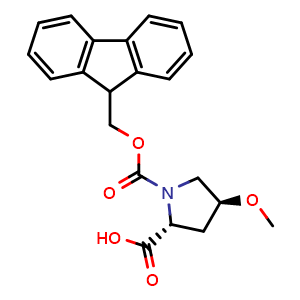 Chemical structure of (4S)-1-Fmoc-4-methoxy-D-proline , CAS 2171285-66-6, AChemBlock V151822