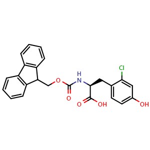 Chemical structure of N-Fmoc-2-chloro-L-tyrosine , CAS 2349740-74-3, AChemBlock V151834