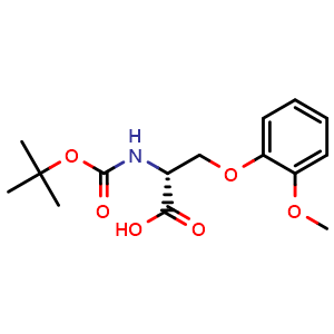 Chemical structure of N-Boc-O-(2-methoxyphenyl)-D-serine , CAS 2348343-69-9, AChemBlock V151935