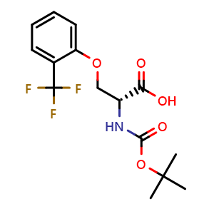 Chemical structure of N-Boc-O-[2-(trifluoromethyl)phenyl]-D-serine , CAS 1872445-12-9, AChemBlock V151967