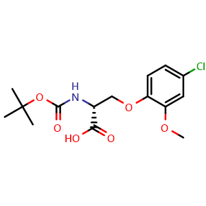 Chemical structure of N-Boc-O-(4-chloro-2-methoxyphenyl)-D-serine , CAS 1620620-37-2, AChemBlock V151969