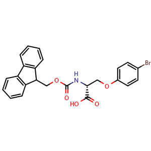 Chemical structure of N-Fmoc-O-(4-bromophenyl)-D-serine , CAS 2348287-01-2, AChemBlock V151977