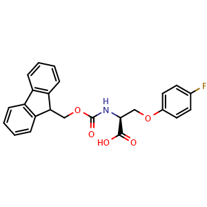 Chemical structure of N-Fmoc-O-(4-fluorophenyl)-L-serine , CAS 2350054-53-2, AChemBlock V151980