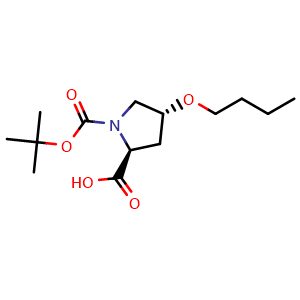 Chemical structure of (4R)-1-Boc-4-butoxy-L-proline , CAS 356547-41-6, AChemBlock V151989