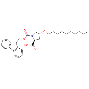 Chemical structure of (4R)-1-Fmoc-4-decyloxy-L-proline , CAS 863221-24-3, AChemBlock V151994