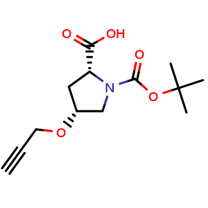 Chemical structure of (4R)-1-Boc-4-(2-propyn-1-yloxy)-D-proline , CAS 1809332-33-9, AChemBlock V152002
