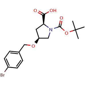 Chemical structure of (4S)-1-Boc-4-(4-bromobenzyloxy)-L-proline , CAS 1266100-47-3, AChemBlock V152014