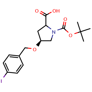 Chemical structure of (4S)-1-Boc-4-(4-iodobenzyloxy)-DL-proline , CAS 1415410-13-7, AChemBlock V152015