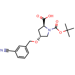 Chemical structure of (4R)-1-Boc-4-(3-cyanobenzyloxy)-L-proline , CAS 1449011-12-4, AChemBlock V152017