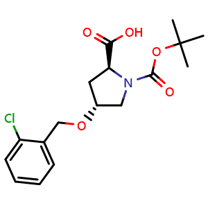 Chemical structure of (4R)-1-Boc-4-(2-chlorobenzyloxy)-L-proline , CAS 757243-80-4, AChemBlock V152018