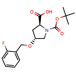 Chemical structure of (4R)-1-Boc-4-(2-fluorobenzyloxy)-L-proline , CAS 1046536-62-2, AChemBlock V152019
