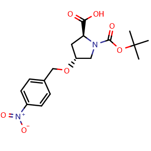 Chemical structure of (4R)-1-Boc-4-(4-nitrobenzyloxy)-L-proline , CAS 1652591-59-7, AChemBlock V152020