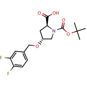 Chemical structure of (4R)-1-Boc-4-(3,4-difluorobenzyloxy)-L-proline , CAS 1449011-13-5, AChemBlock V152022