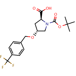 Chemical structure of (4R)-1-Boc-4-(4-trifluoromethylbenzyloxy)-L-proline , CAS 1039362-39-4, AChemBlock V152027