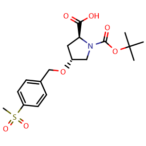 Chemical structure of (4R)-1-Boc-4-(4-methylsulfonylbenzyloxy)-L-proline , CAS 1039362-48-5, AChemBlock V152028