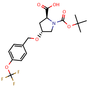 Chemical structure of (4R)-1-Boc-4-(4-trifluoromethoxybenzyloxy)-L-proline , CAS 1039362-58-7, AChemBlock V152029