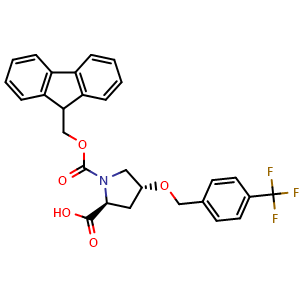 Chemical structure of (4R)-1-Fmoc-4-(4-trifluoromethylbenzyloxy)-L-proline , CAS 1039362-42-9, AChemBlock V152041