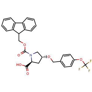Chemical structure of (4R)-1-Fmoc-4-(4-trifluoromethoxybenzyloxy)-L-proline , CAS 1039362-60-1, AChemBlock V152043
