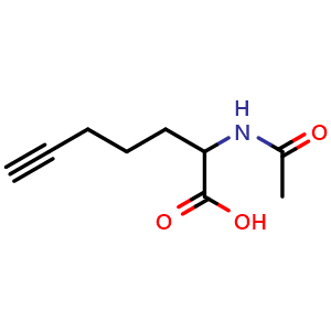 Chemical structure of 2-(Acetylamino)-6-heptynoic acid , CAS 1566331-88-1, AChemBlock V152047