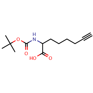 Chemical structure of 2-(Boc-amino)-7-octynoic acid , CAS 2352014-63-0, AChemBlock V152056